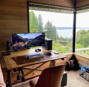A Remote Work Desk Set Up in a Rural Location