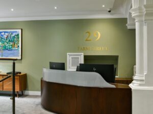 Shot of the reception at 29 Farm Street