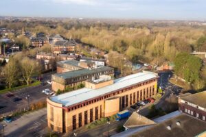 An aerial view of BizSpace Cheadle office property