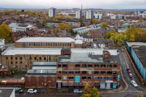 An aerial view of the BizSpace Nottingham Roden office property