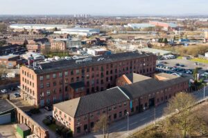 An aerial view of the BizSpace Oldham Hollinwood office property