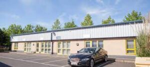 Exterior view of Flexspace Canterbury with car park