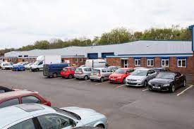 Exterior of Flexspace Coventry with car park