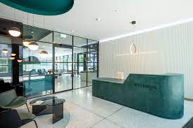 The reception area at the Glandore Bottleworks office property