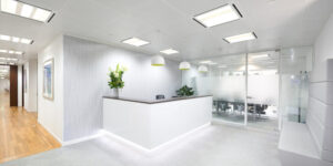 The reception area of the Landmark serviced offices on Gresham Street
