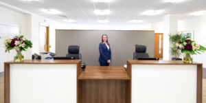 The reception area of Landmark's offices on Midsummer Boulevard in Milton Keynes