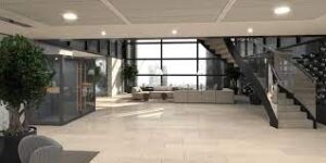 The reception area of the Landmark Heron Tower offices