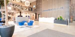 The reception area at 3 Hardman Square in Spinningfields