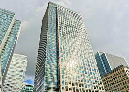 External shot of 40 Bank Street in Canary Wharf. Servcorp provide serviced offices and coworking options in this building on the 18th floor