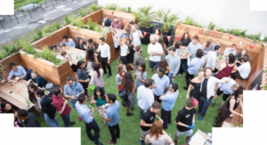 A shot of a gathering at TBWC's Curtain Road office in Shoreditch