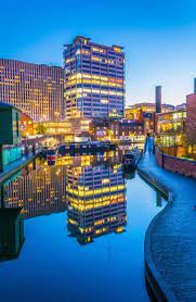 The exterior of Unity Working Birmingham at night