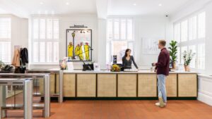 The reception area at WeWork's Soho Square property