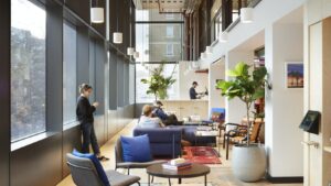 Internal shot of WeWork's The Bower building