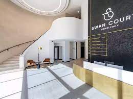 The entrance lobby at Workspace's Swan Court office property in Wimbledon
