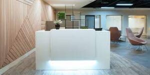 The reception area at BE Offices at Adelaide Street, Belfast, BT2 8GD