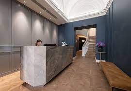 The reception area of Bourne Offices 70 Pall Mall, St. James's, London SW1Y 5ES