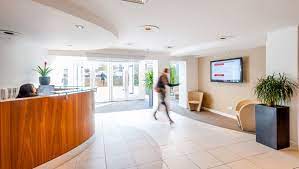 The reception area of Bruntwood's Landmark House office property in Cheadle Hulme