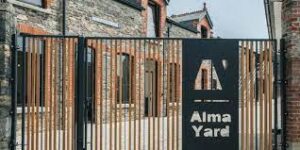 The secure gated entrance to EatWorkArt, Alma Yard, Plymouth, PL4 0FF