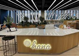 Reception area and coworking space at Hana by Industrious at 70 St. Mary Axe in the City of London