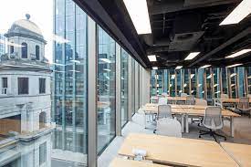 A view from a serviced office at Industrious at 70 St. Mary Axe in the City of London EC3