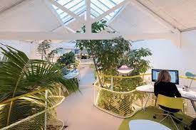 An internal shot showing the plants and biophilia in the workspaces at Second Home Holland Park - 48-49 Princes Place, London W11 4QA
