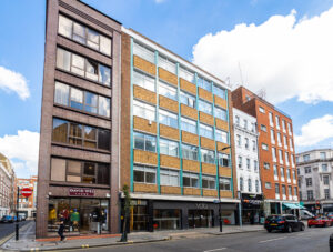 An external shot of The Langham Estate, 32-36 Great Portland Street, Fitzrovia, W1W 8QX office space property
