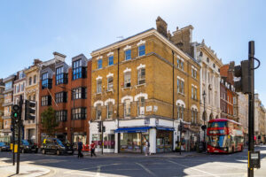 External shot of The Langham Estate, 51 Great Portland Street, Marylebone, London W1W 7LF, UK in which office space can be rented