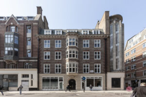 The front elevation of Golderbrock House, 19 Great Titchfield St, Fitzrovia, London W1W 8AZ, UK property in which office space is available for rent