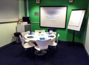 An office space used as a meeting room at Gateshead International Business Centre