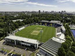 Aerial view of HUBXV Coworking at Sophia Gardens Cricket Ground in Cardiff