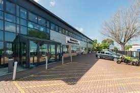 External shot of the HubSpace Letchworth - Works Road, Letchworth Garden City, Herts SG6 1GJ office building on a sunny day