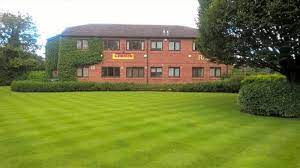 The office space for rent at Lindum Business Park - Elvington, York YO41 4EP with landscaped grounds in the foreground
