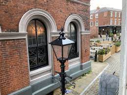 External shot of Merchants House in Stockport office space property with Victorian streetlamp in the foreground