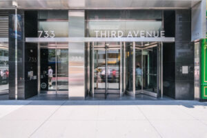 The street entrance to NYC Office Suites - 733 3rd Avenue 45th Street, New York, NY 10017