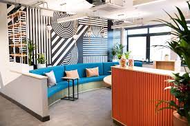 The reception area at Wizu Workspace, 32 Eyre Street, Sheffield, S1 4QZ