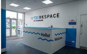 The welcome area for the coworking office space at Wrkspace - The Watermark, 9-15 Ribbleton Lane, Preston, Lancashire, PR1 5EZ