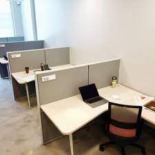 Coworking desks with partitions at Corner Office - 843 Lexington Avenue, Brooklyn NY 11221