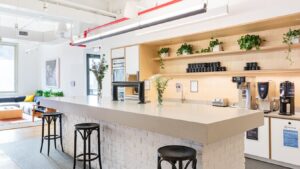 A coffee bar at WeWork - 148 Lafayette Street, New York, NY 10013