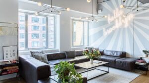 A coworking lounge at WeWork - 195 Montague Street, 14th Floor, Brooklyn, NY 11201