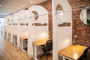 Semi-private coworking booths at Work Heights BOTANIC - 432 Rogers Avenue, Prospect Lefferts Gardens, Brooklyn, NY 11225