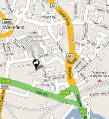 Image of a map with Wakefield New Media Centre - 3 West Parade, Wakefield WF1 3RN location pin pointed