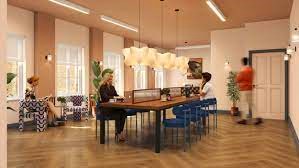 Elegant coworking space with chandeliers and parquet flooring at Spacemade - Elmtree, 34 & 36 Queen Anne Street, Marylebone, London, W1G 8HE