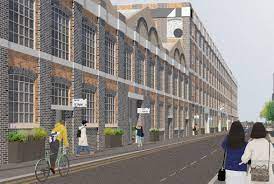 A rendering of the exterior of Stratford Workshops