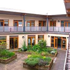 Aerial view showing the entrances to the various studio office units at York Eco Business Centre - Amy Johnson Way, Clifton Moor, York, North Yorkshire, YO30 4AG