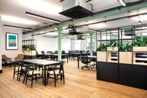 An open plan managed office with exposed iron work at Metspace - 15 Ironmonger Row, London, England W1F 7JD