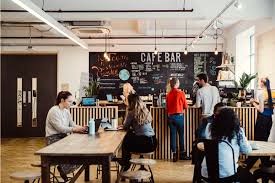 The cafe bar area at Sustainable Workspaces - County Hall, Belvedere Road, London SE1 7PB