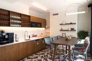 A refreshment area at Flex by Grosvenor - 162 Buckingham Palace Road, London, SW1W 9TR