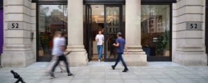 The entrance to Flex by Grosvenor - 52 Grosvenor Gardens, Victoria, SW1W 0AU