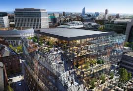 Aerial view showing roof terraces at Gilbanks - No. 1 St Michael's, 36 Jackson's Row, Manchester M2 5WD
