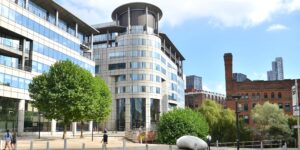 External shot of Koba - 100 Barbirolli Square, Manchester M2 3BG on a sunny day